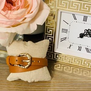 Elaine Turner Brown & Gold Buckle Wrap Bracelet